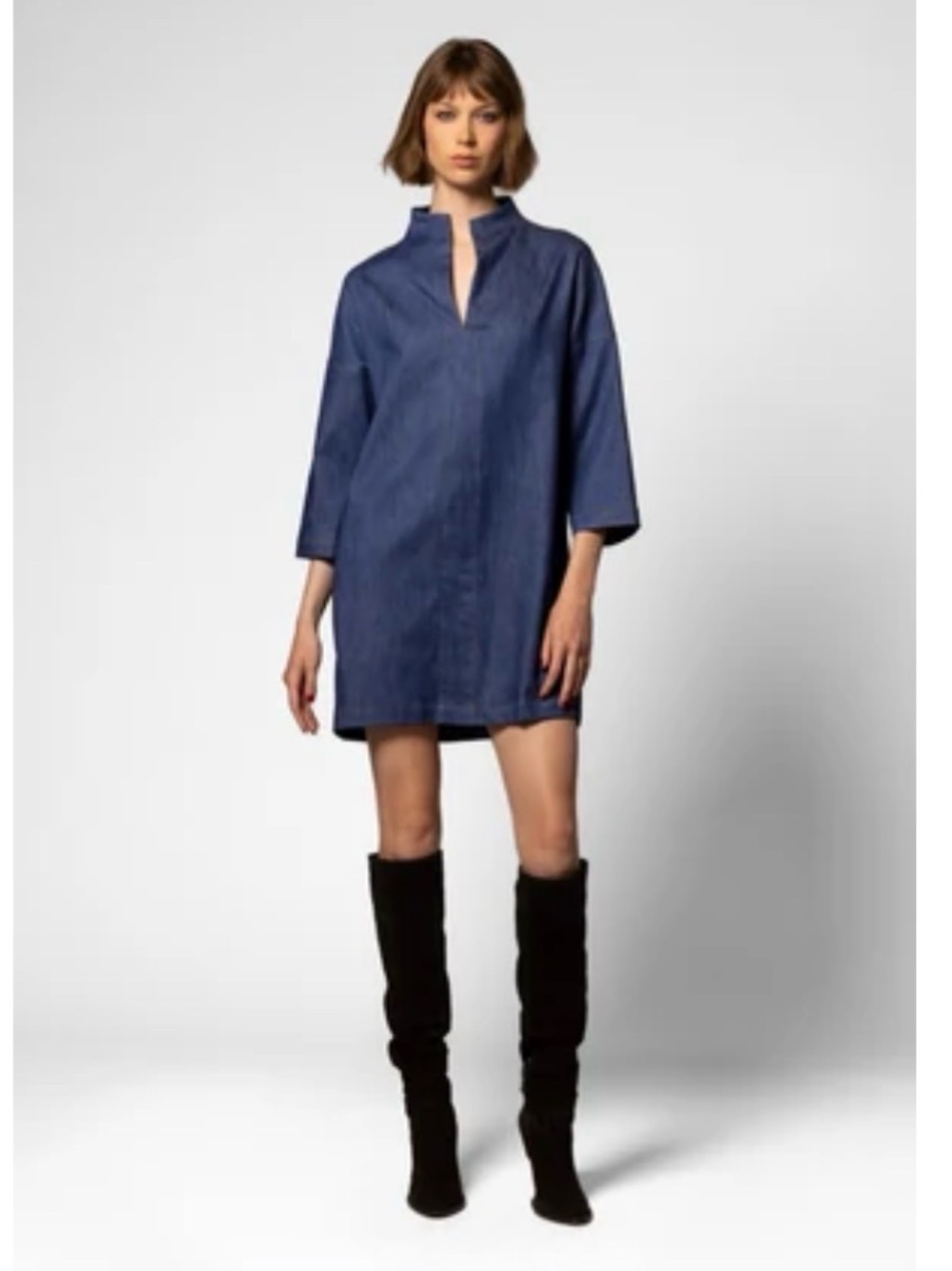 Maria Pinto Birkin Mini Tunic - Denim Blue Dress